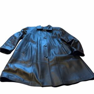 Vintage Gabriel Collection Ladies Dress/Business 100% Leather A-Line Coat-Large